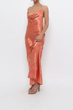 Load image into Gallery viewer, Vintage x Coral Paisley Satin Halter Maxi Dress (M)
