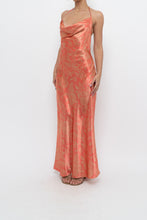 Load image into Gallery viewer, Vintage x Coral Paisley Satin Halter Maxi Dress (M)