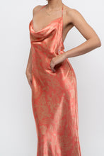 Load image into Gallery viewer, Vintage x Coral Paisley Satin Halter Maxi Dress (M)