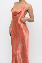 Load image into Gallery viewer, Vintage x Coral Paisley Satin Halter Maxi Dress (M)