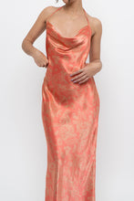 Load image into Gallery viewer, Vintage x Coral Paisley Satin Halter Maxi Dress (M)