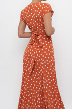 Load image into Gallery viewer, TULAROSA x Orange Polkadot Maxi Wrap Dress (XS)