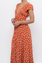 Load image into Gallery viewer, TULAROSA x Orange Polkadot Maxi Wrap Dress (XS)