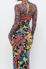 Load image into Gallery viewer, URBAN OUTFITTERS x Black Floral Fitted Midi Dress (XS)