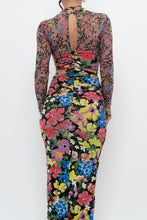Load image into Gallery viewer, URBAN OUTFITTERS x Black Floral Fitted Midi Dress (XS)