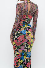 Load image into Gallery viewer, URBAN OUTFITTERS x Black Floral Fitted Midi Dress (XS)