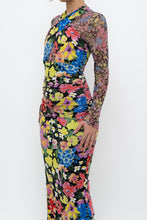 Load image into Gallery viewer, URBAN OUTFITTERS x Black Floral Fitted Midi Dress (XS)