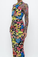 Load image into Gallery viewer, URBAN OUTFITTERS x Black Floral Fitted Midi Dress (XS)