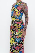 Load image into Gallery viewer, URBAN OUTFITTERS x Black Floral Fitted Midi Dress (XS)