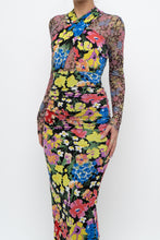 Load image into Gallery viewer, URBAN OUTFITTERS x Black Floral Fitted Midi Dress (XS)