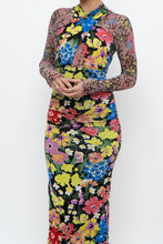 Load image into Gallery viewer, URBAN OUTFITTERS x Black Floral Fitted Midi Dress (XS)