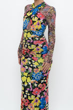 Load image into Gallery viewer, URBAN OUTFITTERS x Black Floral Fitted Midi Dress (XS)
