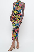 Load image into Gallery viewer, URBAN OUTFITTERS x Black Floral Fitted Midi Dress (XS)