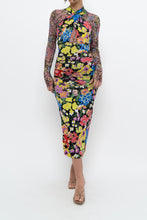 Load image into Gallery viewer, URBAN OUTFITTERS x Black Floral Fitted Midi Dress (XS)