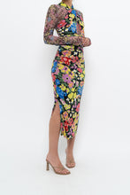 Load image into Gallery viewer, URBAN OUTFITTERS x Black Floral Fitted Midi Dress (XS)