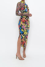 Load image into Gallery viewer, URBAN OUTFITTERS x Black Floral Fitted Midi Dress (XS)