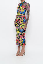 Load image into Gallery viewer, URBAN OUTFITTERS x Black Floral Fitted Midi Dress (XS)