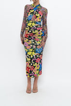 Load image into Gallery viewer, URBAN OUTFITTERS x Black Floral Fitted Midi Dress (XS)