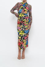 Load image into Gallery viewer, URBAN OUTFITTERS x Black Floral Fitted Midi Dress (XS)
