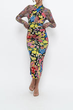 Load image into Gallery viewer, URBAN OUTFITTERS x Black Floral Fitted Midi Dress (XS)