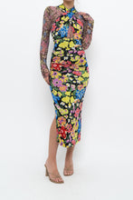 Load image into Gallery viewer, URBAN OUTFITTERS x Black Floral Fitted Midi Dress (XS)