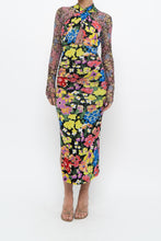 Load image into Gallery viewer, URBAN OUTFITTERS x Black Floral Fitted Midi Dress (XS)