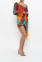 Load image into Gallery viewer, Vintage x Tie-Dye Sheer Asymetric Midi Dress (M)