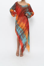 Load image into Gallery viewer, Vintage x Tie-Dye Sheer Asymetric Midi Dress (M)