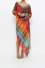 Load image into Gallery viewer, Vintage x Tie-Dye Sheer Asymetric Midi Dress (M)
