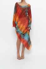 Load image into Gallery viewer, Vintage x Tie-Dye Sheer Asymetric Midi Dress (M)