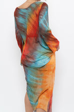 Load image into Gallery viewer, Vintage x Tie-Dye Sheer Asymetric Midi Dress (M)