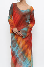 Load image into Gallery viewer, Vintage x Tie-Dye Sheer Asymetric Midi Dress (M)