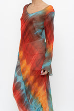 Load image into Gallery viewer, Vintage x Tie-Dye Sheer Asymetric Midi Dress (M)