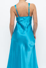 Load image into Gallery viewer, Vintage x JONES NY Teal Blue Satin Midi Dress (S)