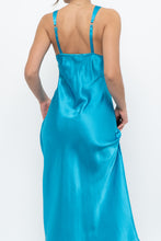 Load image into Gallery viewer, Vintage x JONES NY Teal Blue Satin Midi Dress (S)