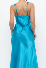Load image into Gallery viewer, Vintage x JONES NY Teal Blue Satin Midi Dress (S)
