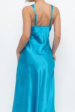 Load image into Gallery viewer, Vintage x JONES NY Teal Blue Satin Midi Dress (S)
