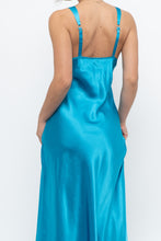 Load image into Gallery viewer, Vintage x JONES NY Teal Blue Satin Midi Dress (S)