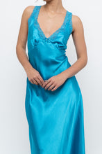 Load image into Gallery viewer, Vintage x JONES NY Teal Blue Satin Midi Dress (S)