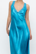 Load image into Gallery viewer, Vintage x JONES NY Teal Blue Satin Midi Dress (S)