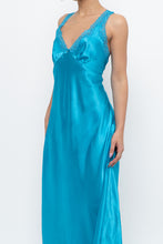 Load image into Gallery viewer, Vintage x JONES NY Teal Blue Satin Midi Dress (S)