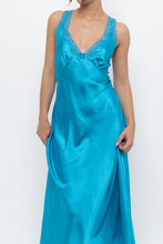 Load image into Gallery viewer, Vintage x JONES NY Teal Blue Satin Midi Dress (S)