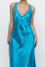 Load image into Gallery viewer, Vintage x JONES NY Teal Blue Satin Midi Dress (S)