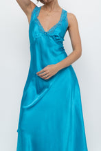 Load image into Gallery viewer, Vintage x JONES NY Teal Blue Satin Midi Dress (S)