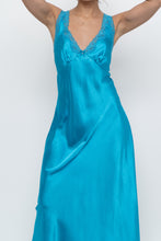 Load image into Gallery viewer, Vintage x JONES NY Teal Blue Satin Midi Dress (S)