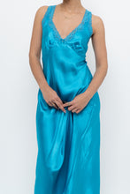 Load image into Gallery viewer, Vintage x JONES NY Teal Blue Satin Midi Dress (S)