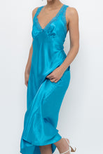 Load image into Gallery viewer, Vintage x JONES NY Teal Blue Satin Midi Dress (S)