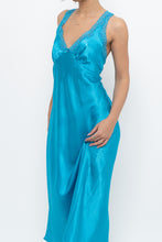 Load image into Gallery viewer, Vintage x JONES NY Teal Blue Satin Midi Dress (S)