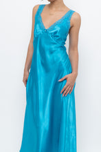 Load image into Gallery viewer, Vintage x JONES NY Teal Blue Satin Midi Dress (S)