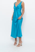 Load image into Gallery viewer, Vintage x JONES NY Teal Blue Satin Midi Dress (S)